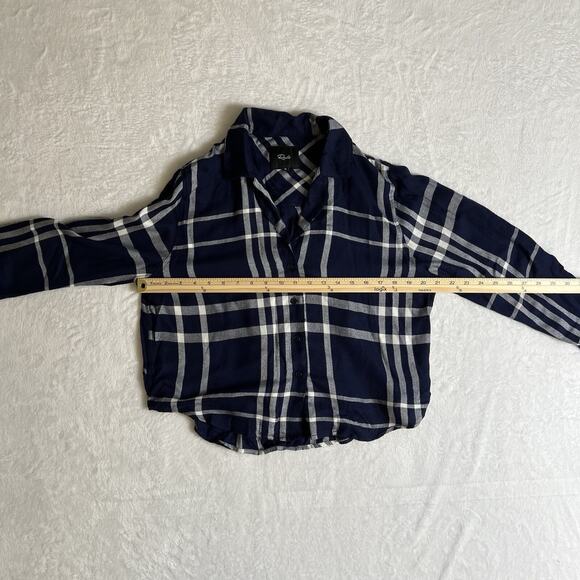 Rails Womens Plaid Short Blouse Size M Blue White Button-Up Classic Casual Soft - Picture 6 of 7